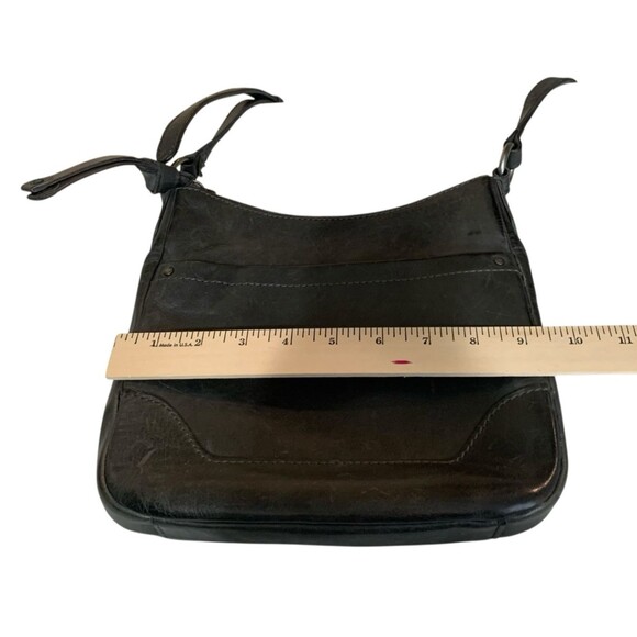 Frye Melissa Swing Crossbody Dark Gray Leather Plaid Lining Zip Closure - Picture 6 of 10